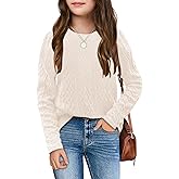 Ebifin Girls Sweaters Kids Long Sleeve Crewneck Fall Knit Tops Cute Pullover Jumper Shirts 5-14 Years