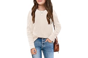 Ebifin Girls Sweaters Kids Long Sleeve Crewneck Fall Knit Tops Cute Pullover Jumper Shirts 5-14 Years