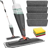 SwissPack NEW Spray Mop with 4 Microfiber Cloths 600ml Refillable Bottle Grey