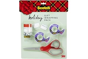 Scotch Gift Wrap Tape Kit, Wrapping/Art Supplies Set with Gift-Wrap and Cute Washi Tape, to/from Labels, and Sharp Scissors for Gift Wrapping, Scrapbooking, and Journaling