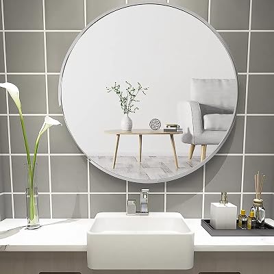 Warmiehomy Round Aluminum Framed Mirror Φ40cm Bathroom Wall Mounted