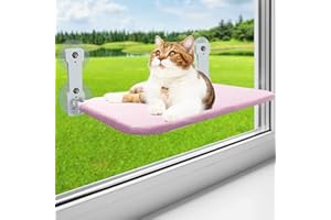 CPG DOTS Foldable Cat Window Perch, Cordless Cats Window Hammock Window Bed for Indoor, Large Window Seat Sill Cat Perch, Strong Suction Cup & Sturdy Metal Frame & Breathable Mat