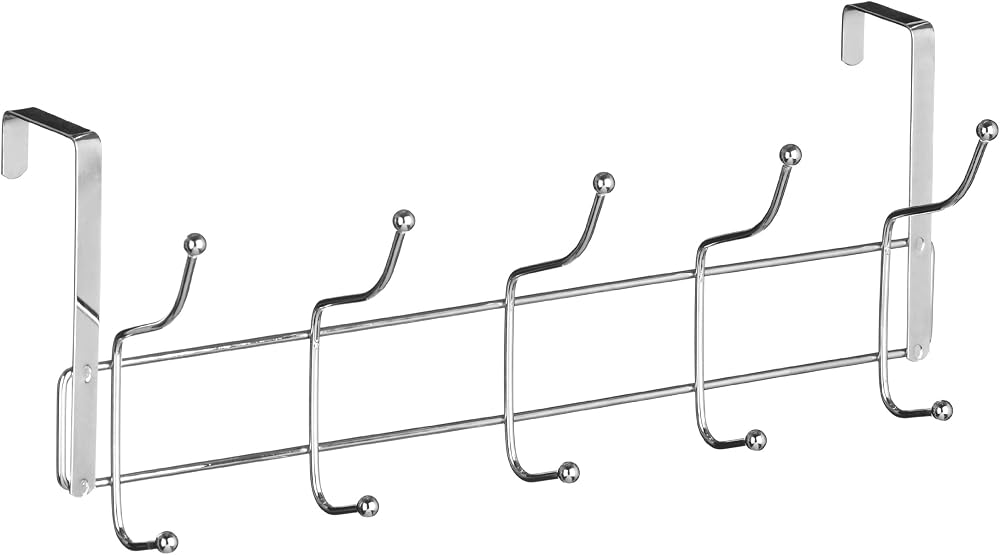 Premier Over Door Hanger with 10 Hooks Chrome Finish Anti-Slip Back of Door Hook