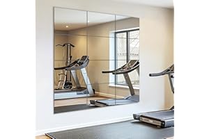 VASUHOME Glass Full Length Wall Mirror Tiles - [14 x12 Inch - 12PCS] HD Gym Mirrors for Home Gym, Full Body Long Mirror for Bedroom, Living Room, Door, Closet