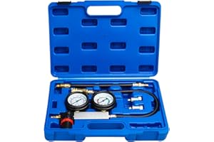 Handor Cylinder Leak Down Tester Kit Dual Pressure Gauges Engine Compression Leakdown Detector Leakage Test Set for Gasoline Engine Leak Detection Tester Kit Piston Ring Valve Head Gaskett