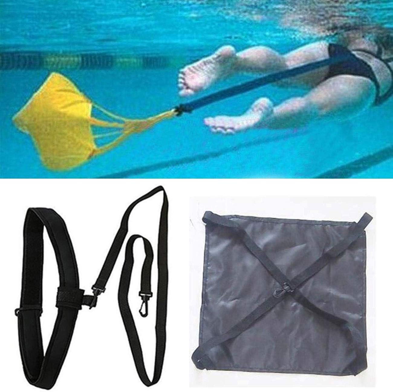Swimming Training Belt, Exerciser Belt for Stationary Resistance Training with Drag Parachute and Elastic Tether for Adult, Kid, Pro, Amateur Use
