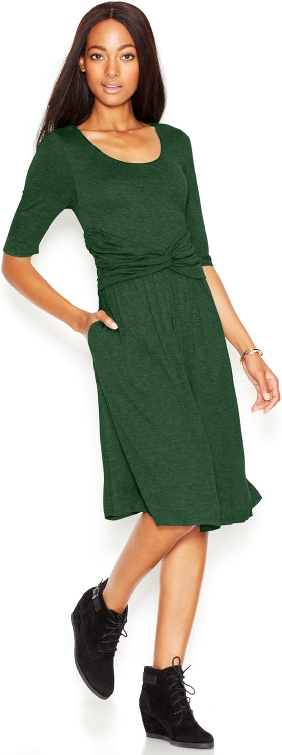 green faux wrap dress
