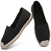 Women's Flats Shoes,Breathable Black Espadrilles Flats,Black and White Slip on Shoes(Lightweight and Soft)