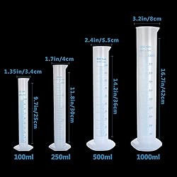 2Pack 1000ml Plastic Graduated Cylinder, 2-Sided