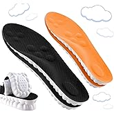 2 Pair Memory Foam 4D Cloud-Like Comfort Insoles for Men Women -Soft Cushioning Trimmable Insole with Arch Support for Foot Pain Relief and Comfort Massage Fatigue Reduction Black Orange 25.5CM