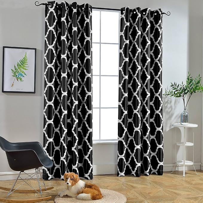 Melodieux Moroccan Fashion Room Darkening Blackout Grommet Top Curtains