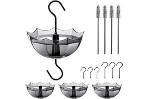 TERULF Ant Moat for Hummingbird Feeder, 5 OZ, 4 Pack, Black Umbrella Ant Guard with Large Capacity