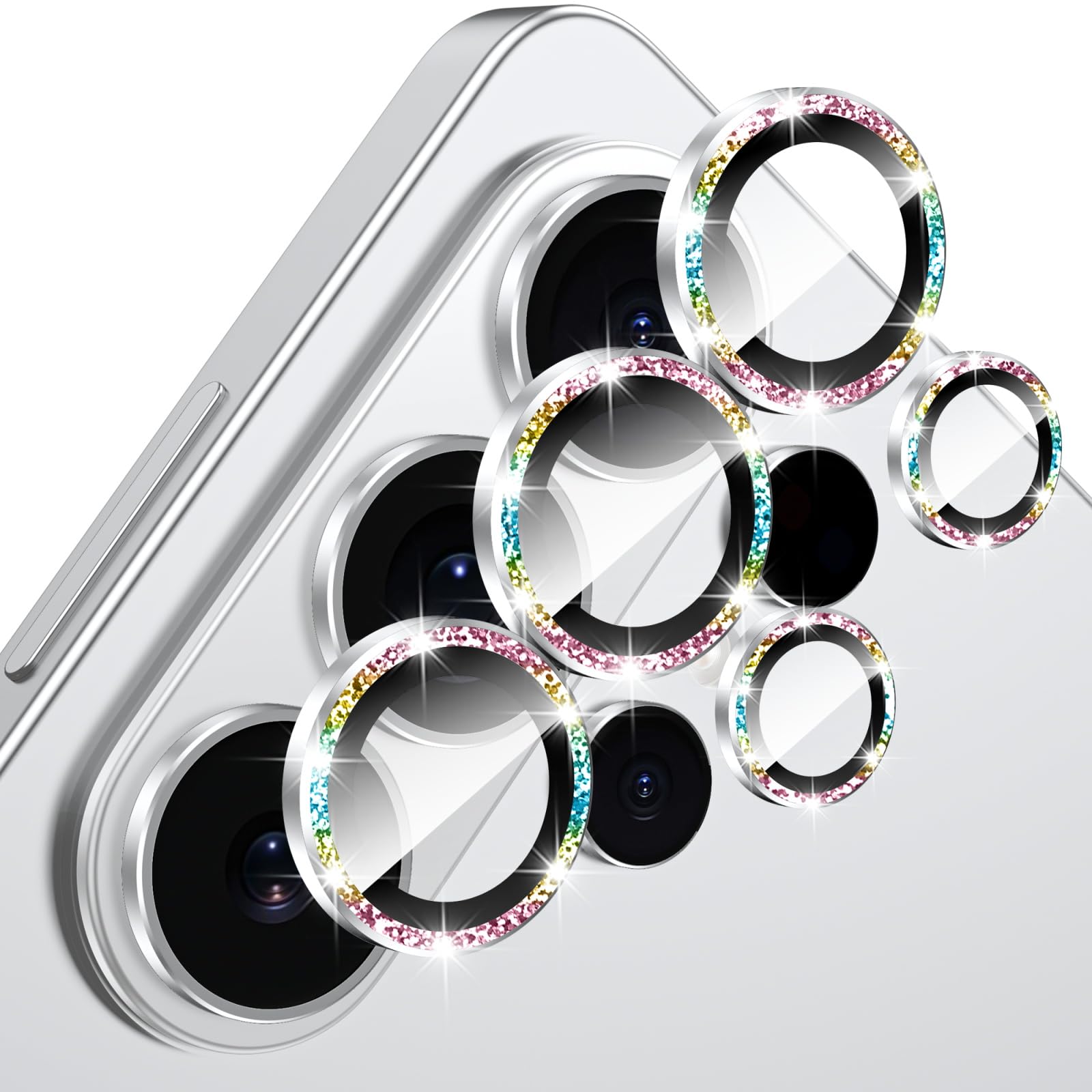 Tccvayar for Samsung Galaxy S26 Ultra Camera Lens Protector [Anti-Scratch] [Ultra HD Clear] [Strong Adhesion] Metal Aluminum Alloy Tempered Glass Camera Screen Cover,Colorful Glitter