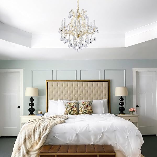 TMAFON MODERN GOLD CHANDELIER LIGHT FIXTURES – 8 LIGHTS LUXURY CRYSTAL CHANDELIERS FOR DINING ROOM, KITCHEN ISLAND, LIVING ROOM, BEDROOM