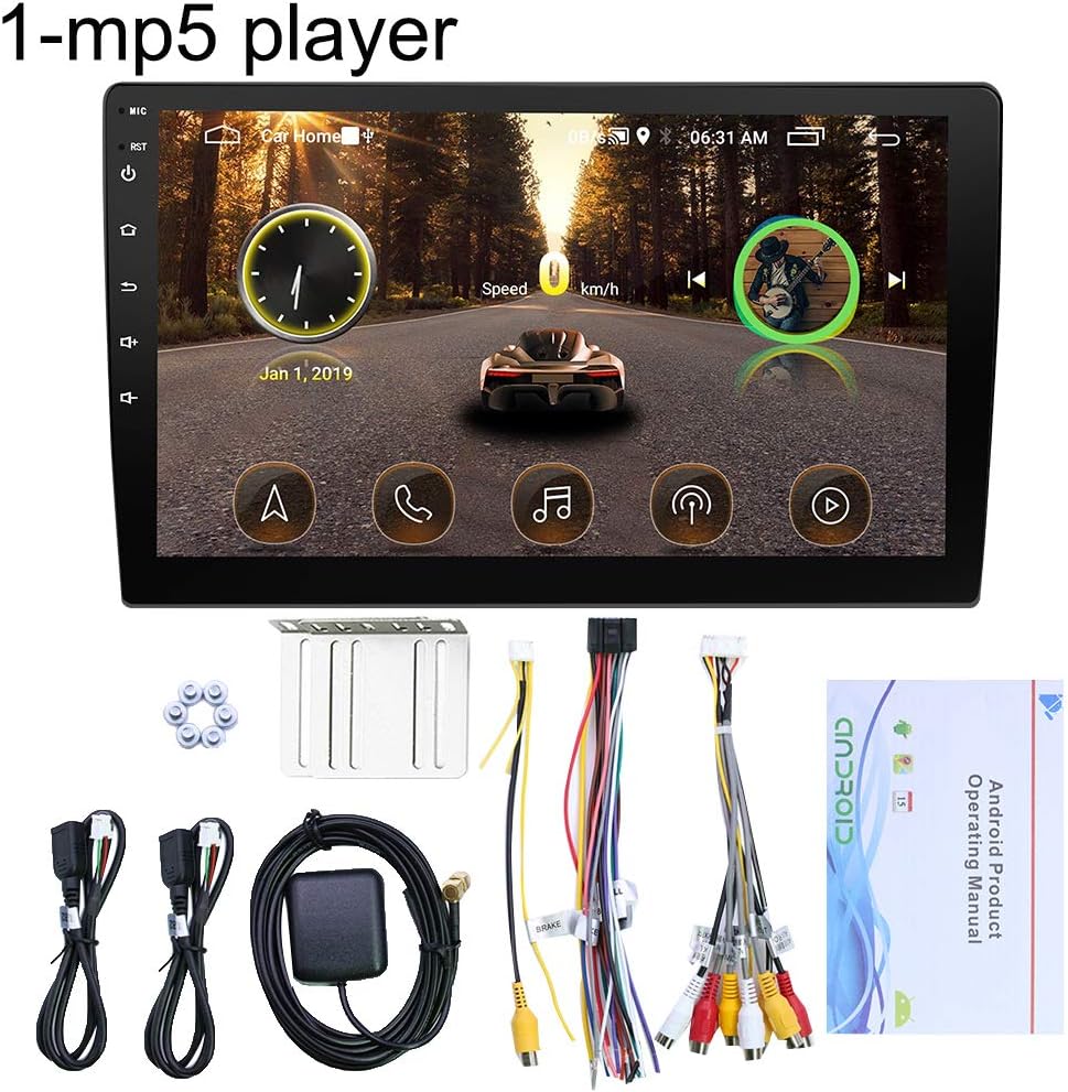KOqwez33 Car Stereo MP5 Player, 10.1 Inch Touch Screen, Bluetooth WiFi FM Radio GPS Video Phone Mirror Link Intelligent Car System with Rear View Camera