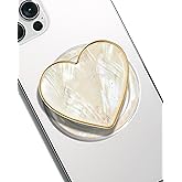 OnTheGrip Cute Natural Seashell Design Heart Shape Collapsible Mobile Phone Grip Stand Holder for Smartphone Tablet Cell Phone Accessory (Crème)
