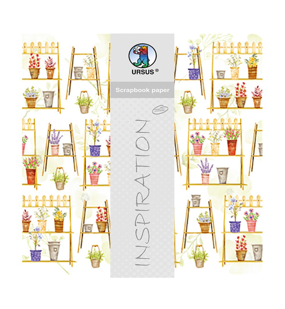 Ursus 703000294 Premium Glitter Scrapbook Paper Flower Shop Approx. 30.5 x 30.5 cm 5 Sheets Design 294