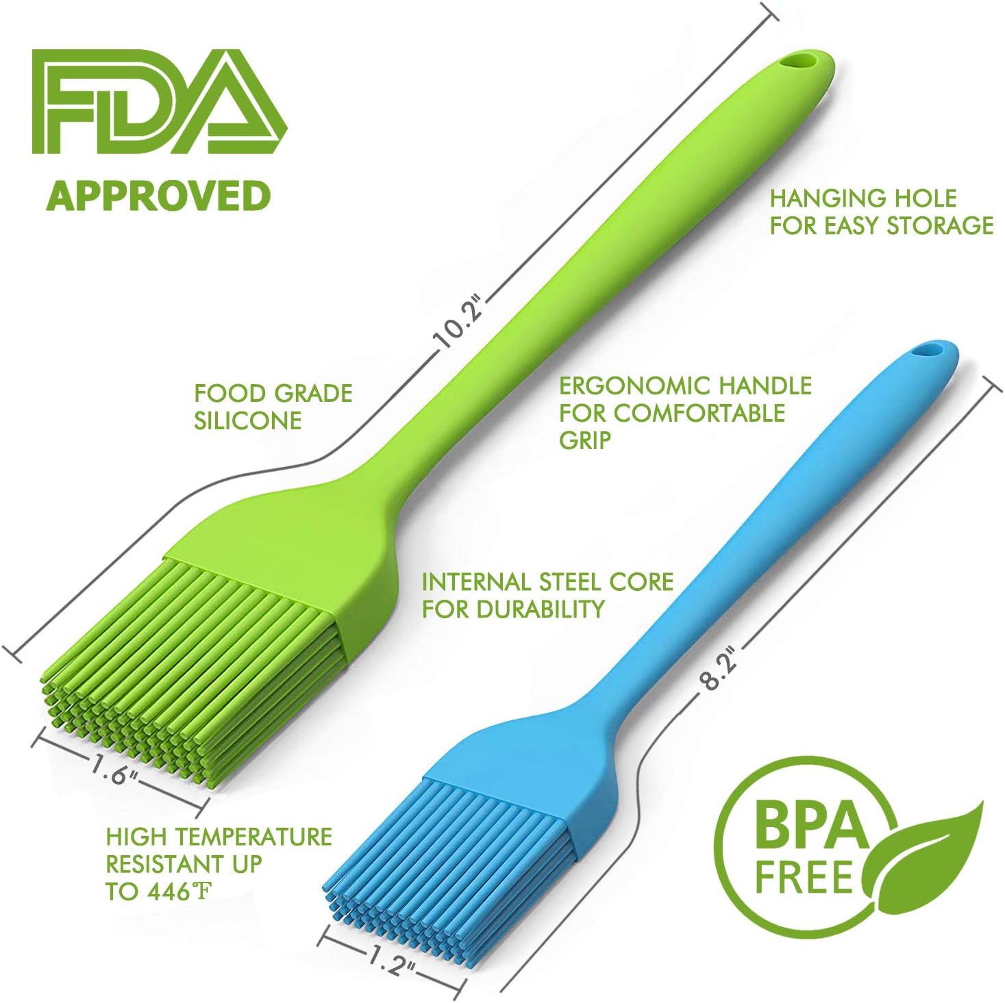 Silicone Basting Pastry Brush Spread Oil Butter Sauce Marinades for BBQ Grill Baking Kitchen Cooking, Baste Pastries Cakes Meat Sausages Desserts, Food Grade, Dishwasher safe: Kitchen & Dining