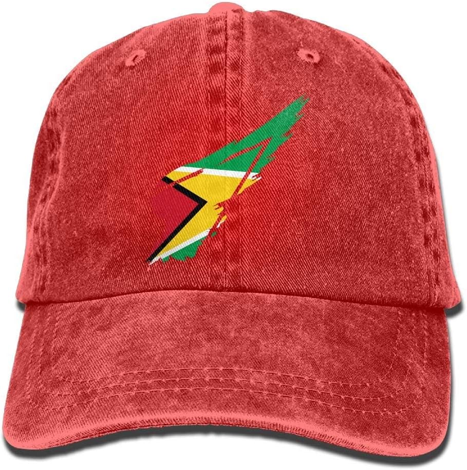 yanyuz Guyana Flag On Abstract Wing Denim Jeanet Adjustable Unisex Peak Cap for Men Or Women