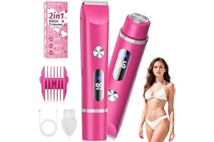 GUODUN ARMOR Bikini Trimmer for Women, Painless Electric Razor Remover for Leg, Body, Armpit & Facial Hair, Rechargeable Cordless IPX7 Waterproof Shaver with Ceramic Blade, Easy Cleaning, USB Charging, Pink