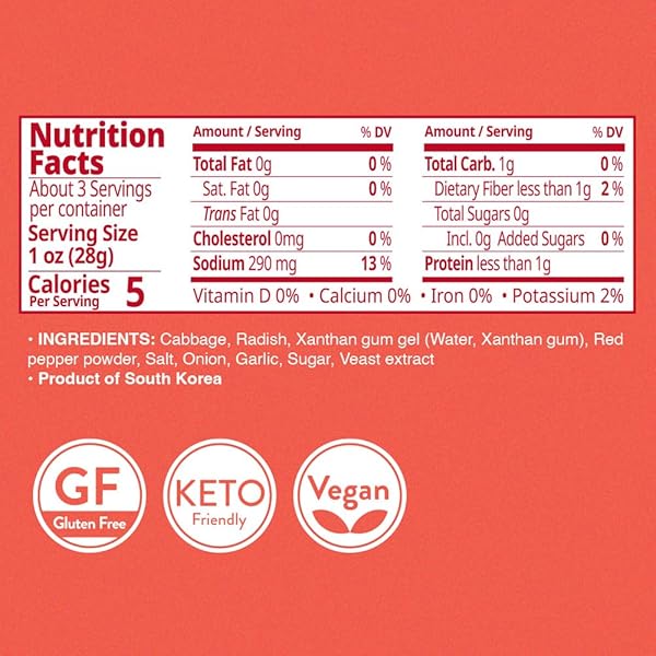 SPICY PREMIUM FERMENTED KIMCHI NAPA CABBAGE [ FUN SIZE POUCH PACK OF 8] – [ORIGINAL] – (GLUTEN FREE / KETO / VEGAN) | 0 FAT/ 0 SUGAR/ 0 CHOLESTEROL | LONG SHELF LIFE | PERFECT FOR RAMEN & STIR-FRIES – JONGGA