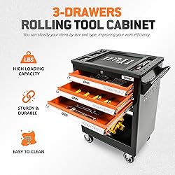 DNA MOTORING 3-Drawers Plastic Top Utility Rolling
