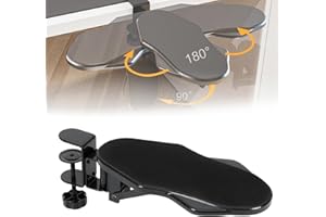 Hovadova Computer Arm Rest for Desk, 180° Adjustable Rotating Desk Extender Tray, 90° Foldable Elbow Arm Support, Ergonomic Desk Arm Wrist Rest Shelf for Home and Office