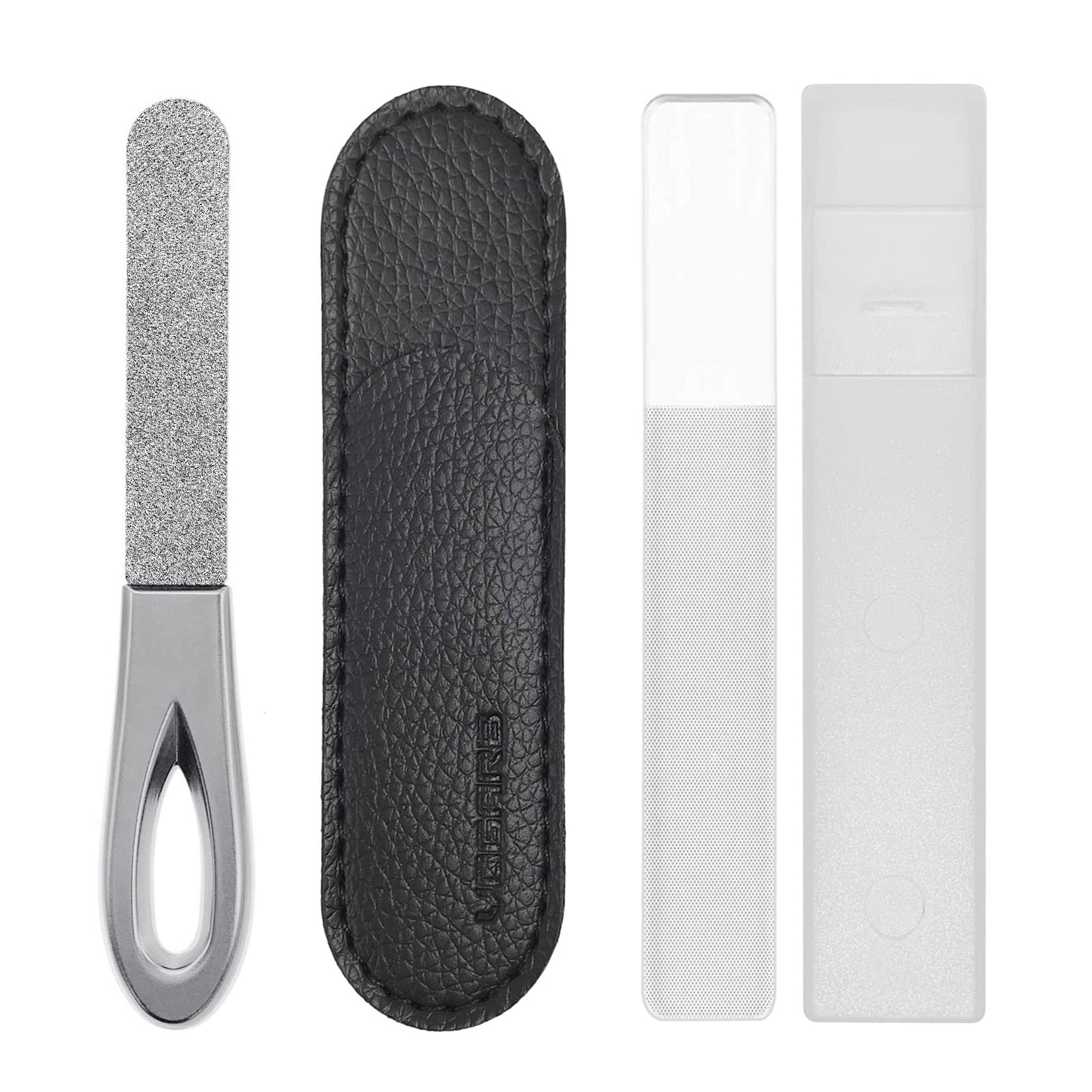 VOGARB Toe Nail Files for Thick Nails with Case 3.6'' Mini Thin Double Sided 180 Diamond Grits Emery Boards Easy Grinding Men Woman Salon Home Travel Silver (1 Pack(S))