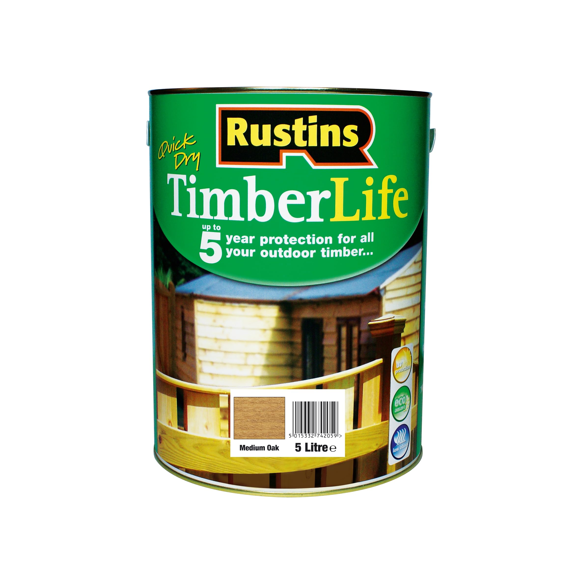 Rustins TLMO5000 Timberlife Medium Oak, Brown, 5l