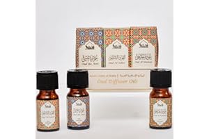 Arabian Oudh Diffuser Oil Set, Essential Oils by Dukhni | 3 x 10ml Oud Oil Gift Set for diffuser & humidifier | 100% Pure Hal