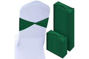CHENGU 100 Pcs Spandex Chair Sashes Plain Bow Wedding Royal Chair Bands Without Buckle Birthday Decorations Elastic Ties Spandex Slider Sashes for Events Party Ceremony