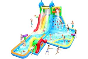 APODESS 20Ftx14Ft Inflatable Water Slide Bounce House Big Water Slides for Kids with Extra Long Slide Climbing Wall Pool Water Cannon Basketball 680W Blower for Indoor Outdoor Backyard Party