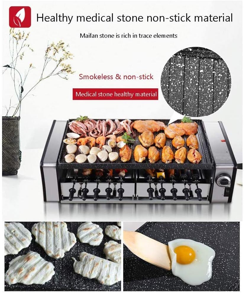 review Table Grill Electric,Portable Electric Grill,Electric Grill BBQ Smokeless,with Oil Pan for Party, Family Reunification on Balcony and Garden for 4-6 People Durable