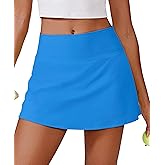 PINSPARK Womens Tennis Skirt High Waisted Golf Skort with 2 Pockets Stretchy Athletic Skirts for Workout Pickleball Running