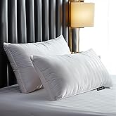 Beautyrest Luxury Goose Feathers Down Pillows Queen Size Set of 2, Hotel Collection Fluffy Bed Pillows, Medium Firm Hypoallergenic Pillow, 500 Thread US Grown Cotton Cover (20x28, Pack of 2)