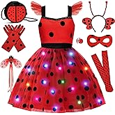Super Big Sister 11pcs Girls Lady Bug Dress Costume Light Up Kids Toddler Princess Dress Up Clothes Halloween Gifts