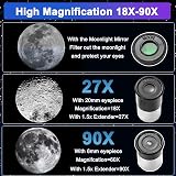 BESIMLI Telescope for Kids Beginners 50/360mm 90X Zoom Refractor with Tripod view 3
