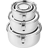 3 Pcs Premium Stainless Steel Food Storage Containers 304 Grade The Original Leak-Proof, Airtight, Smell-Proof - Perfect For Camping Trips, Lunches, Leftovers, Soups, Salads