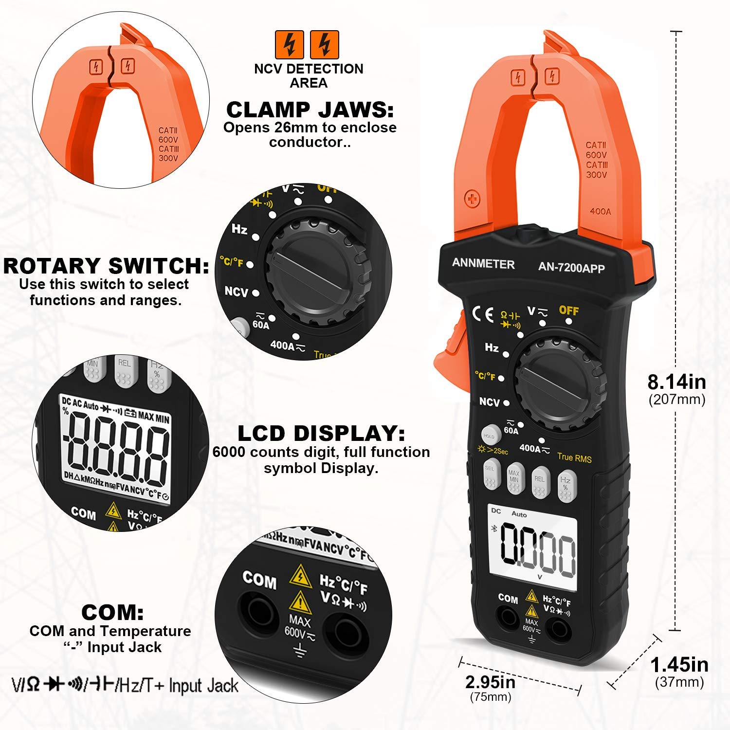 Mua 6,000 Counts DC AC Current, Digital Clamp Multimeter, 1 mA ...