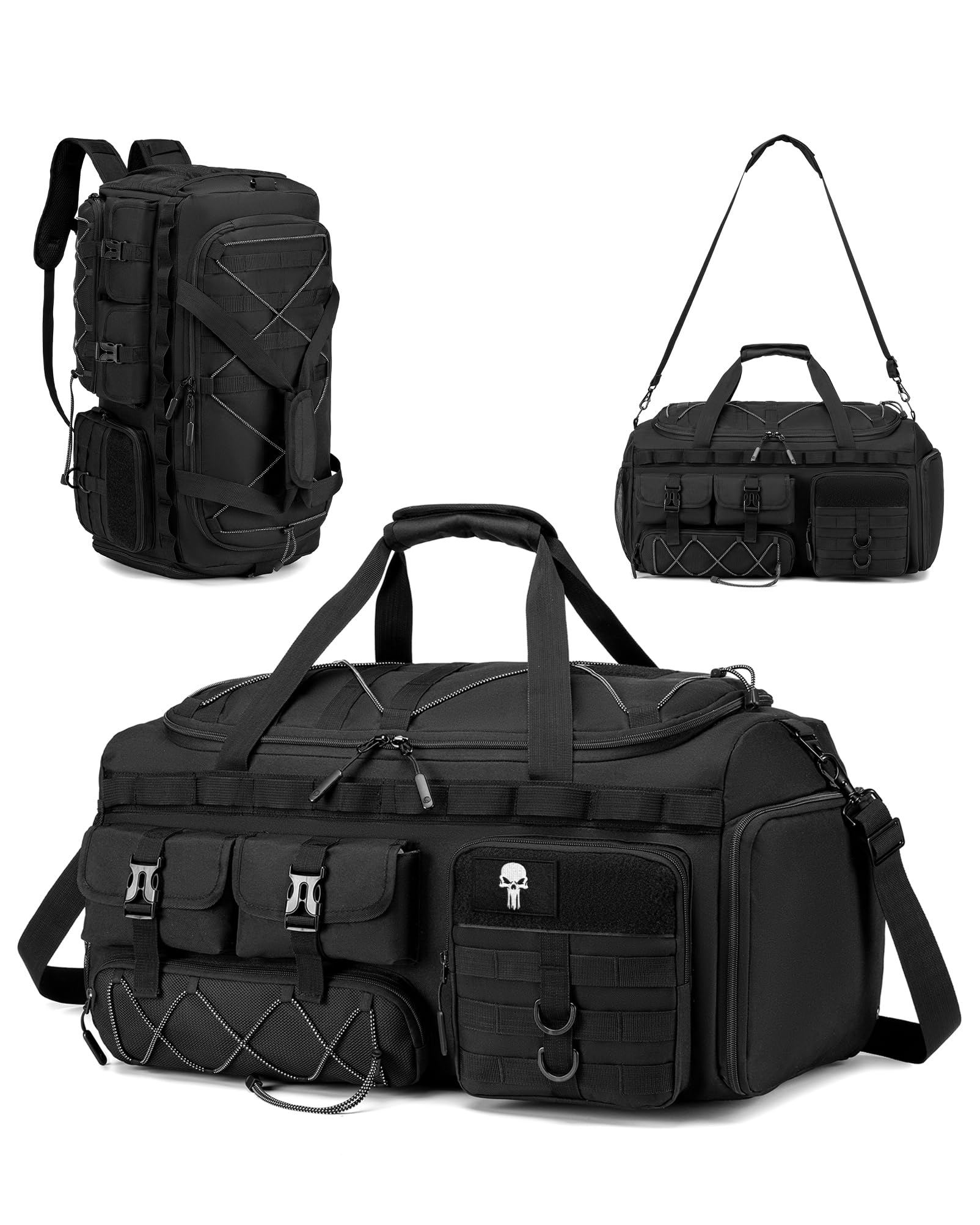 Photo 1 of Nixjoro 54L Large Tactical Gym Bag for Men Woman Travel Duffle Bag with Shoe Compartment 3 in 1 Carry On Backpack for Weekender Overnight Range Workout