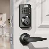 Ulecoce U18L Keyless Entry Door Lock with Handle Set, Matte Black | Electronic Deadbolt for Front Door, Auto Lock, One-Touch Lock, 100+ Codes, 3 Keys, Anti-Peep Code, IP54 Waterproof