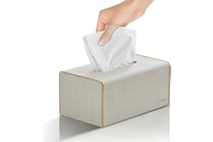 Cloudever Tissue Box Holder Cover Rectangular, Modern PU Leather Decorative Tissue Holders Organizer-Ivory