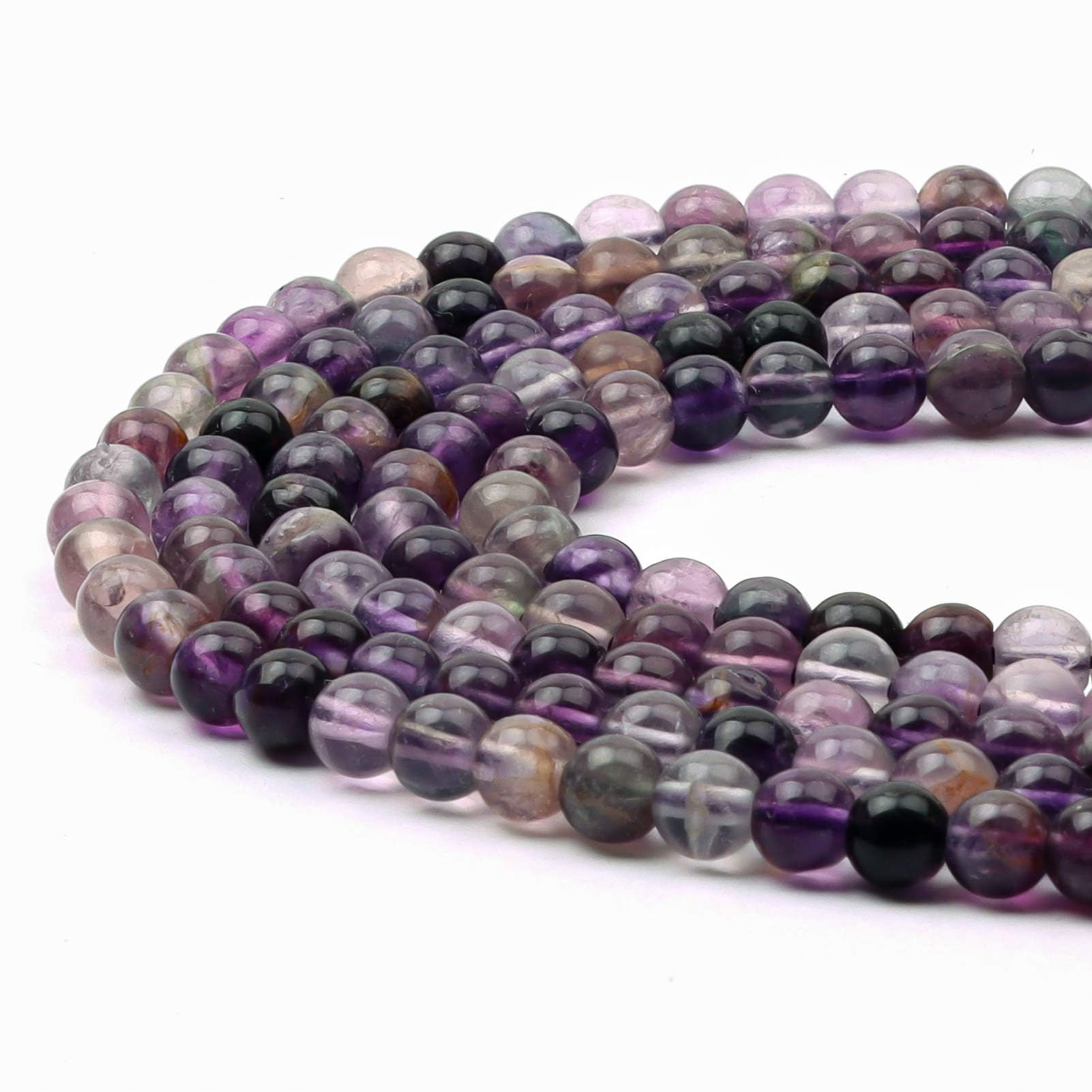 6mm Round Amethyst Gemstone Beads, 60-65pcs Loose Smooth Healing Power Stone Beads for Bracelet Necklace Jewellery Making and DIY Crafts, 1 Strand 15.5" — image 1