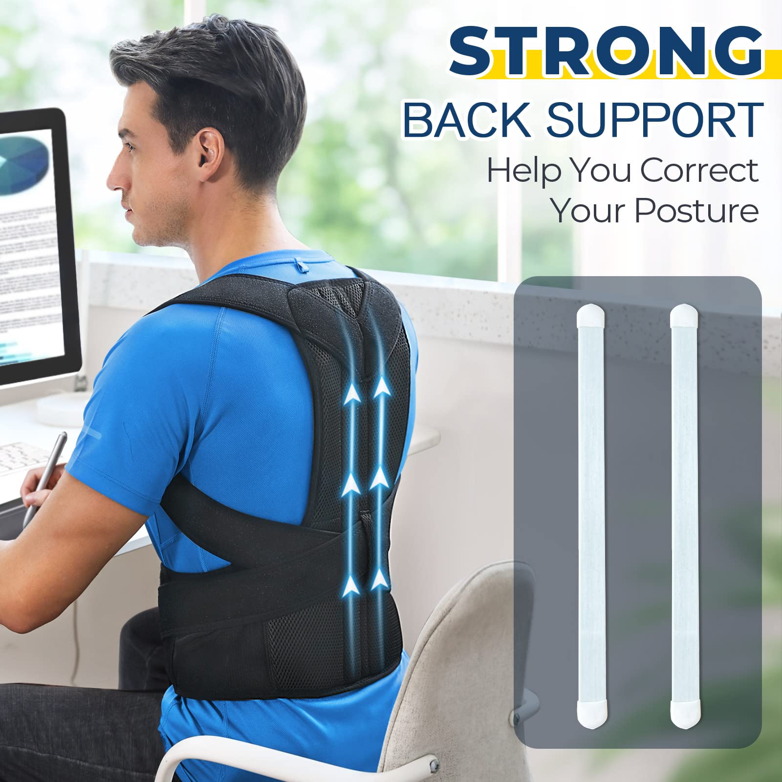 Back Brace Posture Corrector for Women and Men, Back Braces for Upper and Lower Back Pain Relief, Adjustable and Fully Back Support Improve Posture and Lumbar Support(M, 30