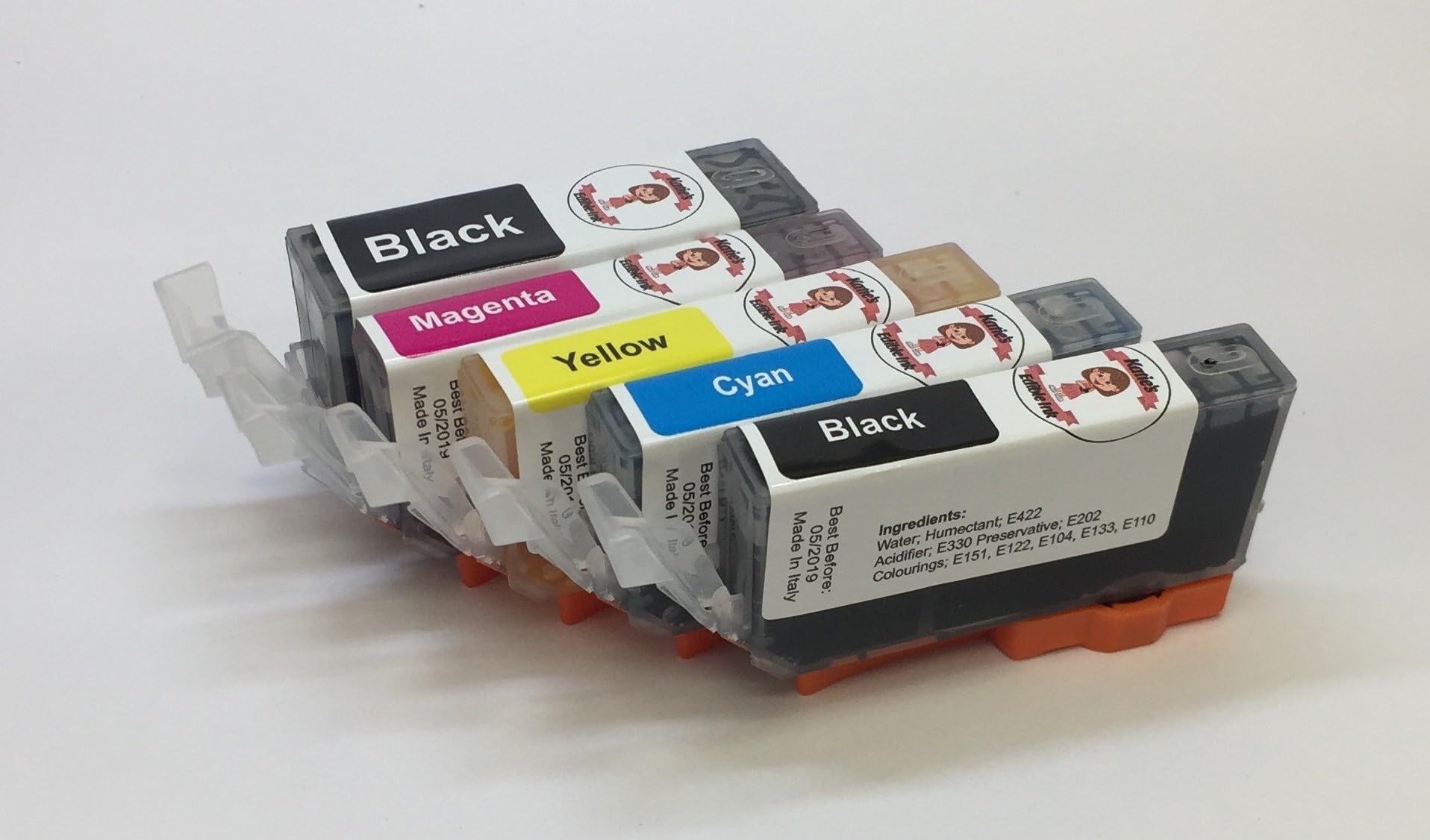 Katies Edible Ink Cartridge Filled Ready To Use Set PG-570 CLI-571 Compatible with Canon TS5050 MG6850 MG6851 M66852 MG6853 Ready To Use