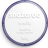 Snazaroo Classic Face and Body Paint, 18.8g Pot, White | Non-Toxic Hypoallergenic, Safe, Washable, Face &amp; Body Paint for Halloween, Cosplay Costumes, Dress Up, Parties and Festivals