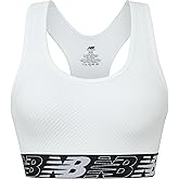 New Balance Womens Seamless Wirefree, Racerback Sports Bra with Removable Pads, Bottom Band with Logo