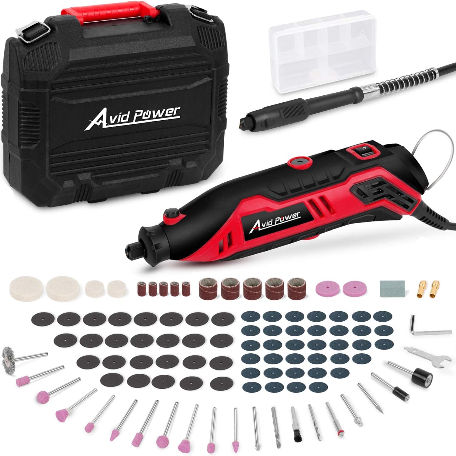 Rotary Tool Kit Variable Speed with Flex Shaft, 101pcs Accessories and Carrying Case for Grinding, Cutting, Wood Carving, Sanding, and Engraving