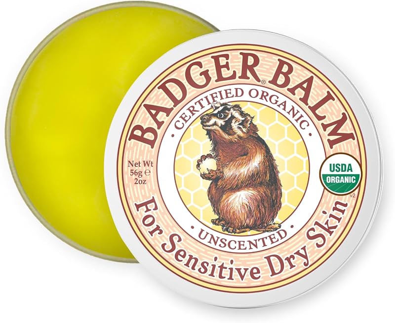 Badger Unscented Balm Virgin Olive Oil Beeswax Dry Sensitive Chapped Skin