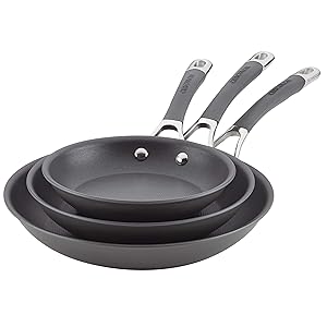 Circulon 83912 Three-Piece Hard Anodized Aluminum Skillet Set, 3 8.5", 10" & 12.25", Gray